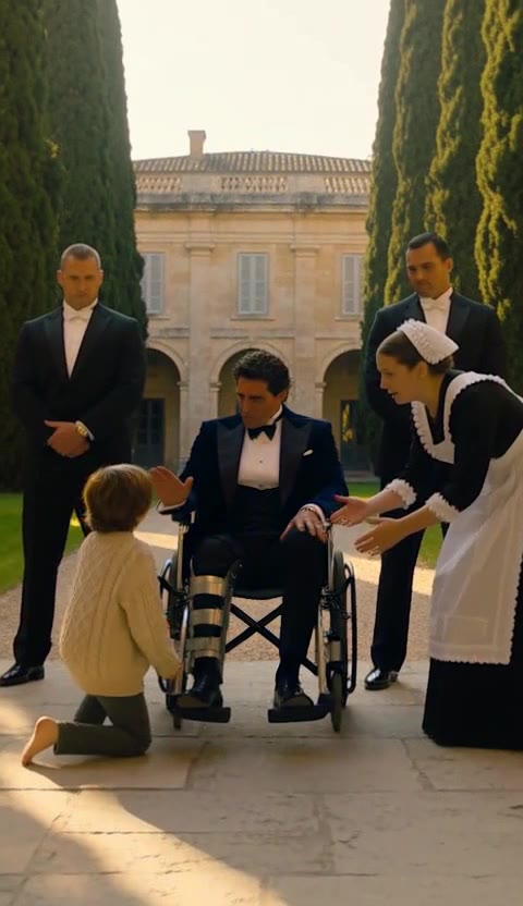 Barefoot Boy Kneels by Billionaire's Wheelchair, Whispers a Secret That Changes Everything