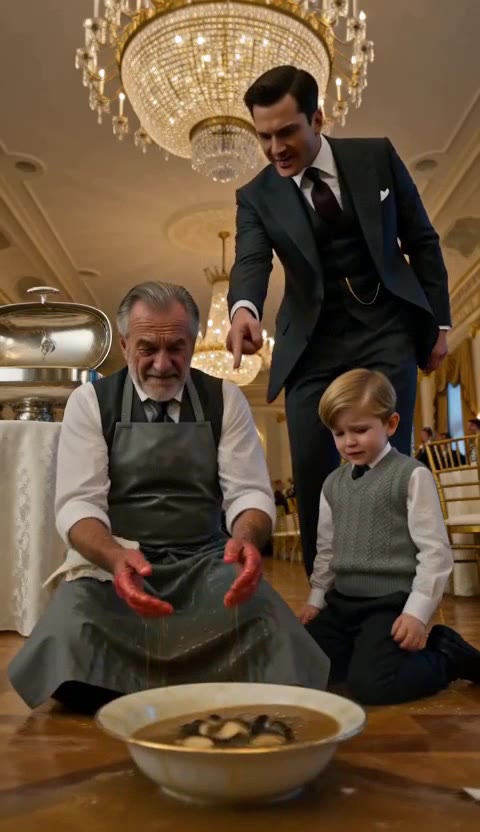 He Humiliated a Dishwasher at a Wedding—Until the Billionaire Guest Knelt Down and Called Him Dad