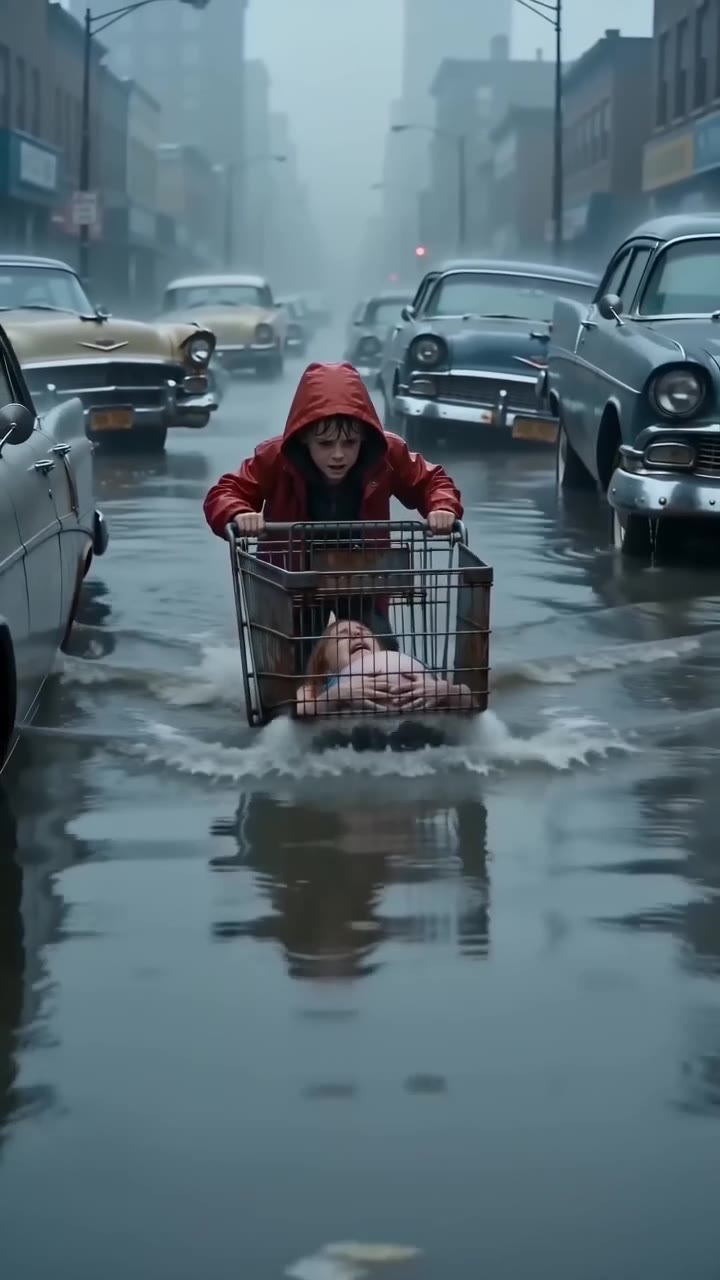 A Brave Ten-Year-Old Boy Pushes His Laboring Mother Through Floods to Save Her