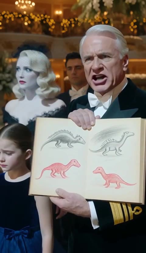 The Moment He Saw the Crayon Dinosaurs, the Admiral Roared — She Took Everything From the Orphan Heiress