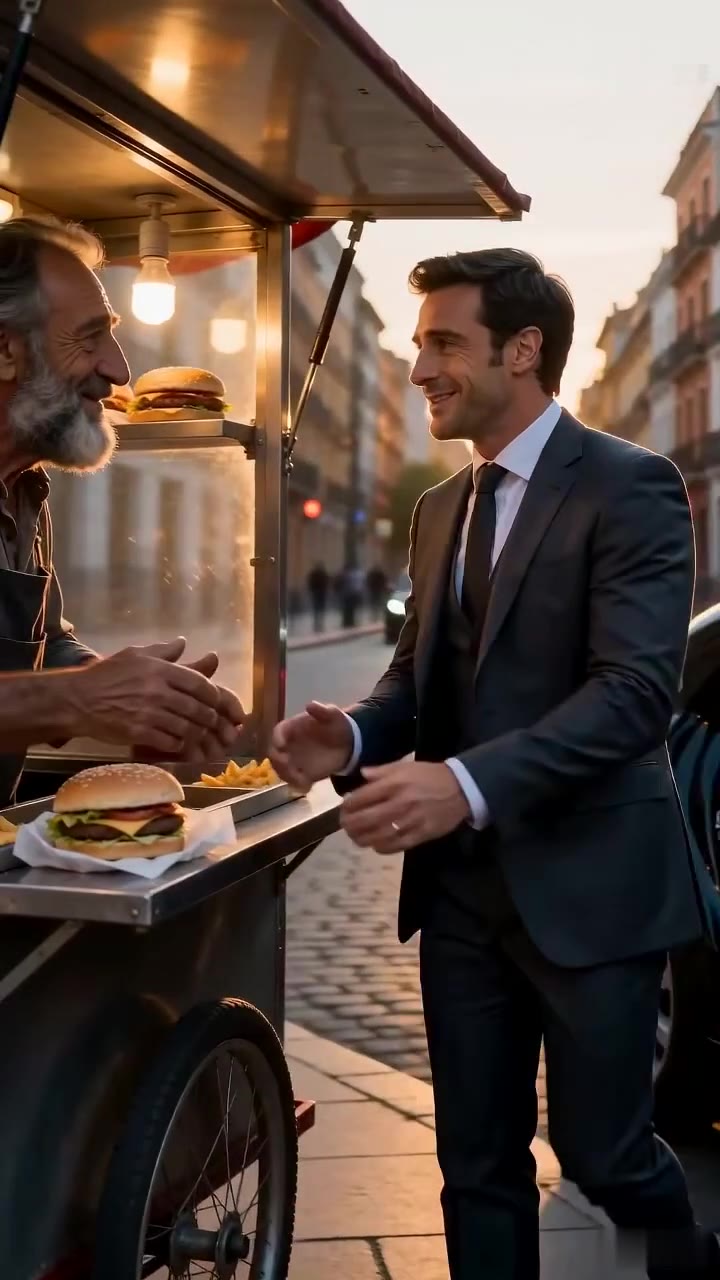 El niño de la hamburguesa regresó convertido en millonario para salvar a su salvador