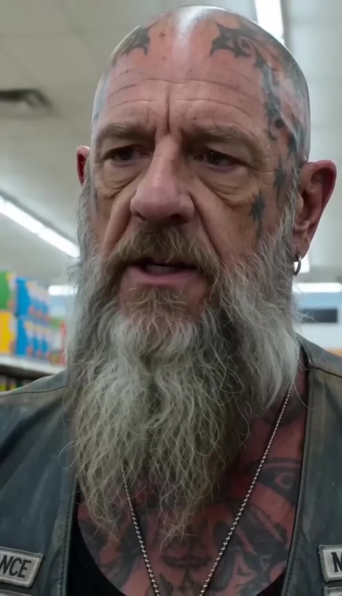 A Giant Biker Protects a Terrified Little Girl from Her Father in a Supermarket