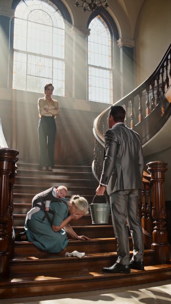 He Caught His Wife Forcing His Elderly Mother to Clean the Stairs