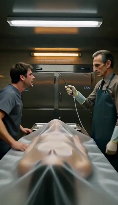 Il n'est pas mort ! Le chirurgien découvre l'horreur dans la morgue et confronte le pathologiste.