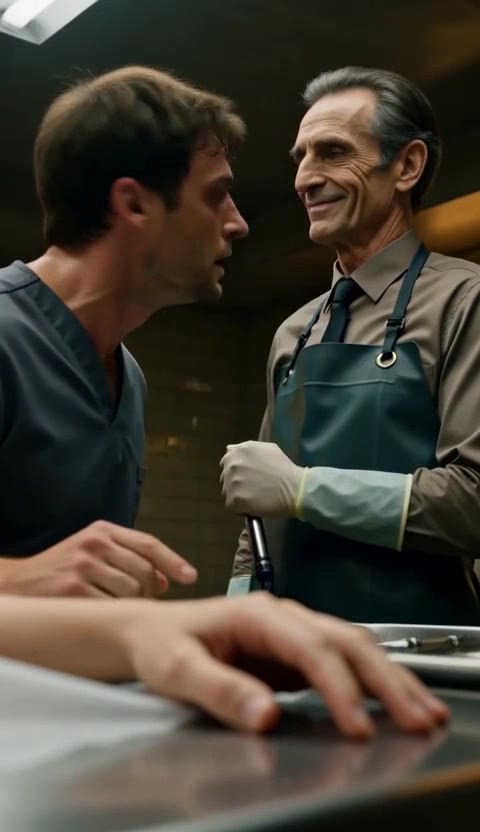 Il n'est pas mort ! Le chirurgien découvre l'horreur dans la morgue et confronte le pathologiste.