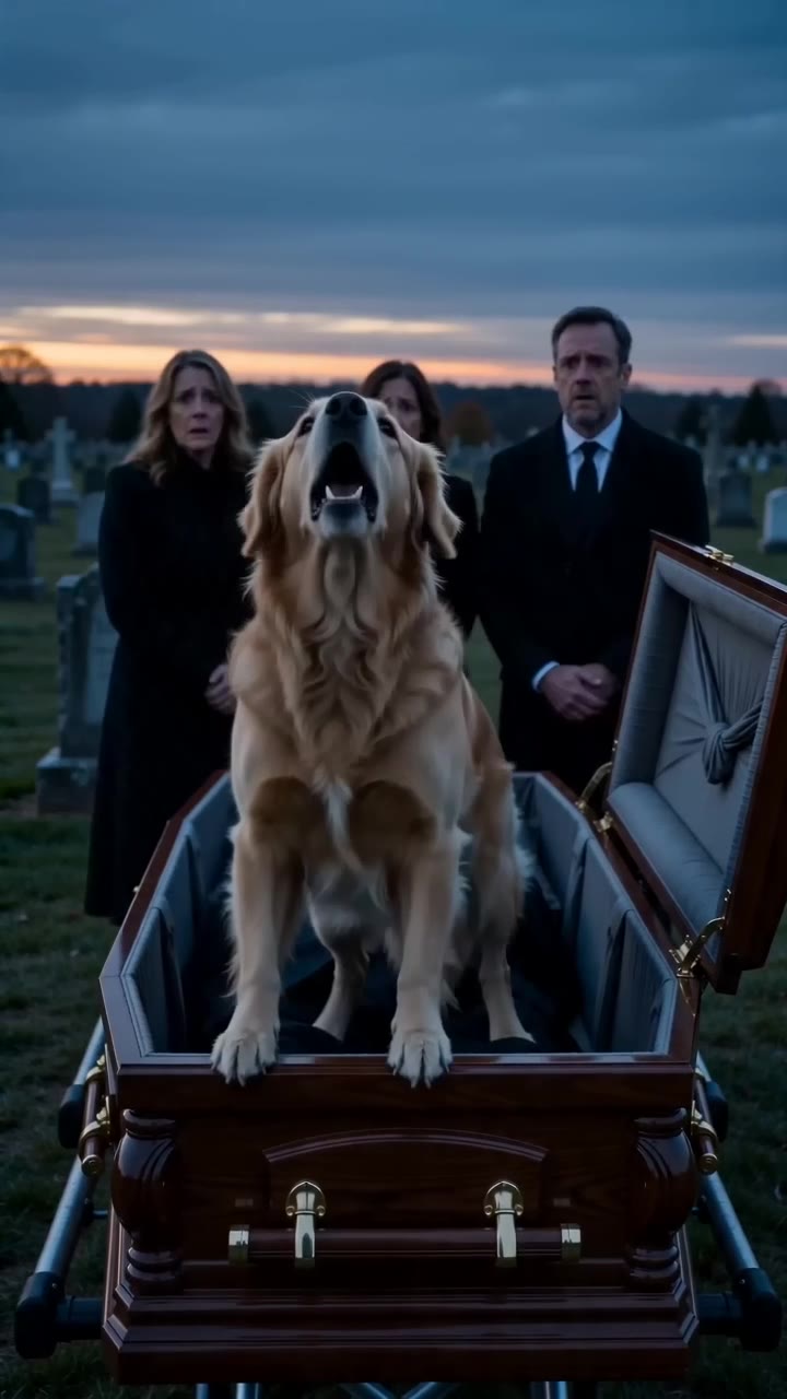 A Loyal Dog Jumps Inside His Owner's Casket, then Starts Barking at the Sky