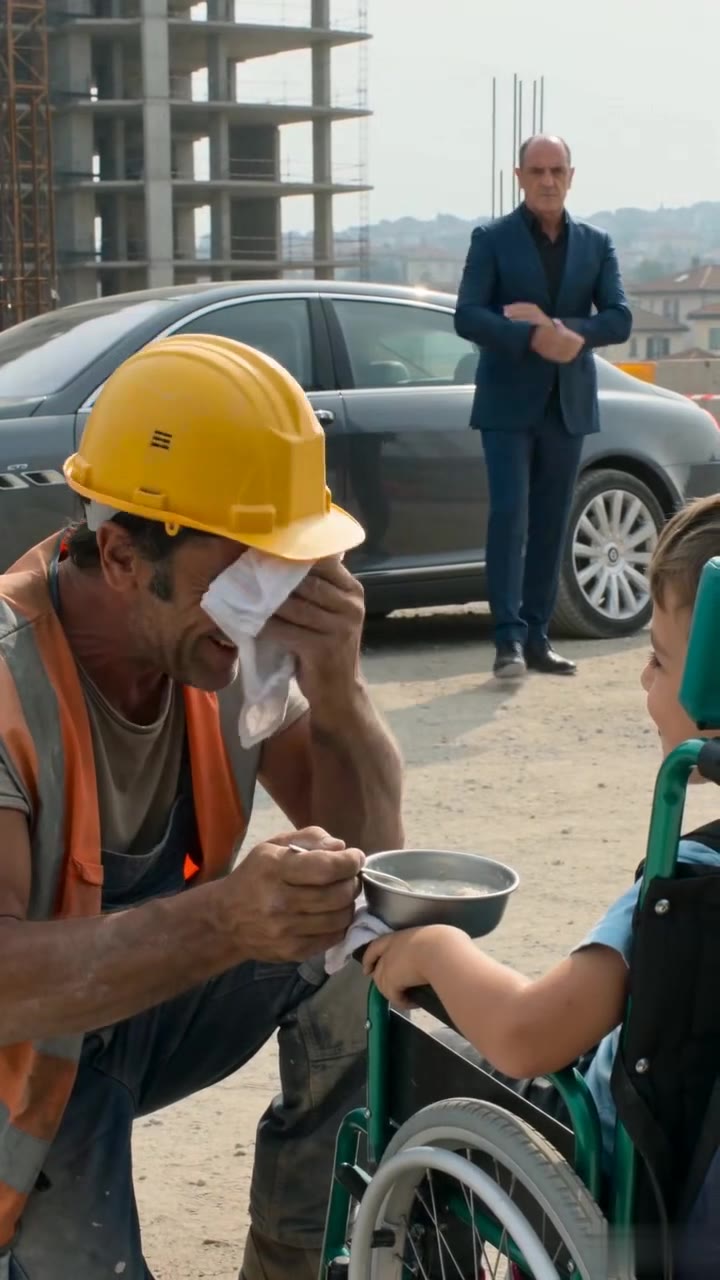 Ce maçon nourrissait son fils handicapé sur le chantier, sans savoir qui l'observait
