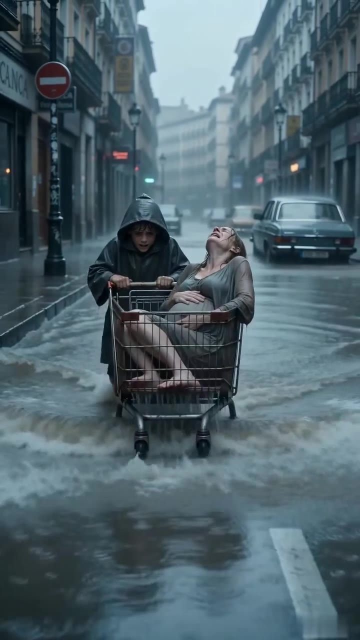 Mi hijo de doce años me salvó la vida empujándome en un carrito bajo la tormenta