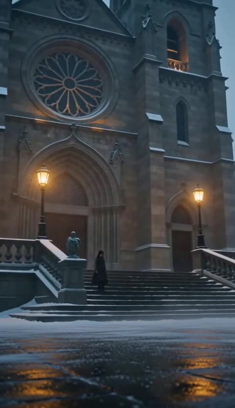 Huérfana frágil temblaba en la nieve afuera de la catedral, pero lo que encontró dentro cambió su vida para siempre