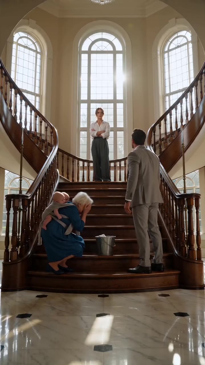 My Rich Wife Made My Elderly Mother Scrub the Stairs While Carrying Our Twins