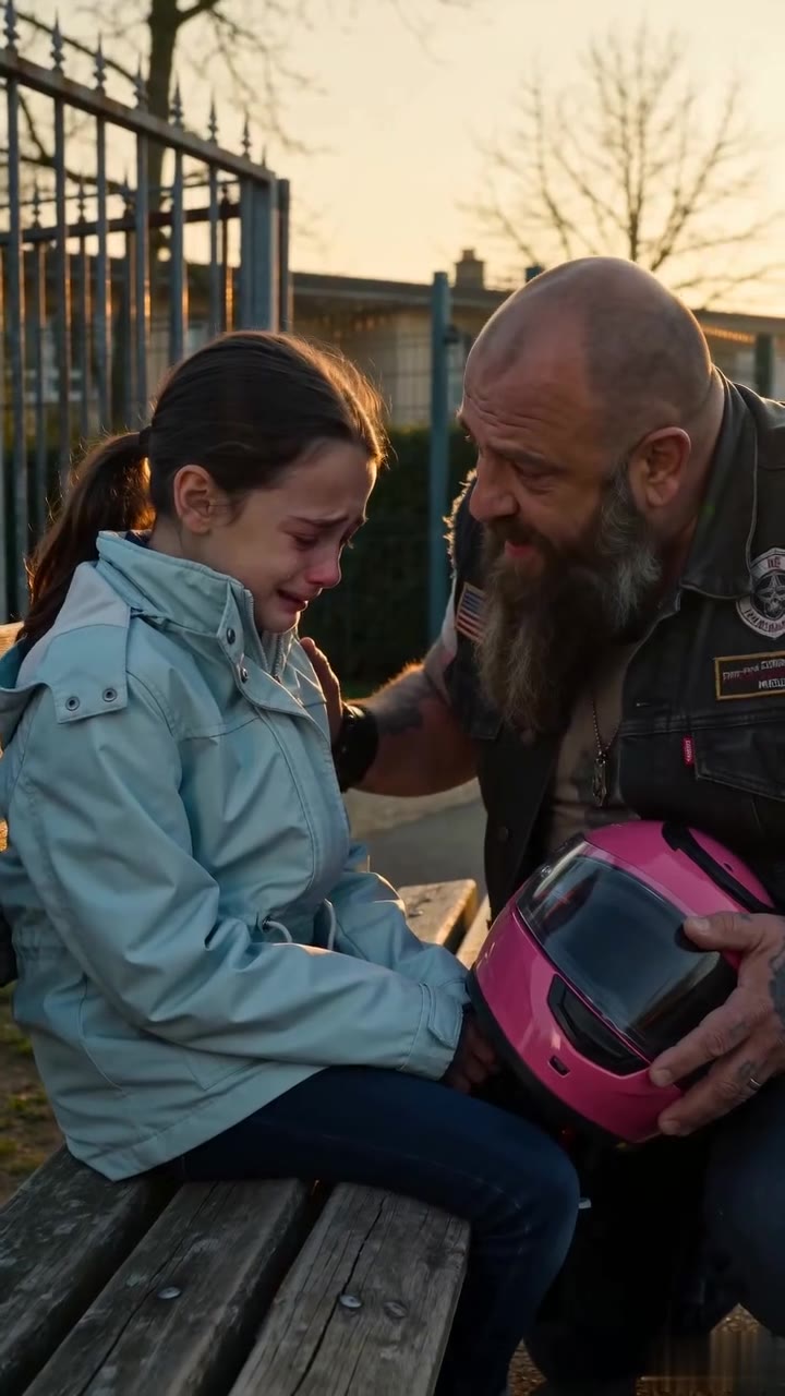 Seule devant l'école, la petite Mia voit surgir les frères d'armes de son père