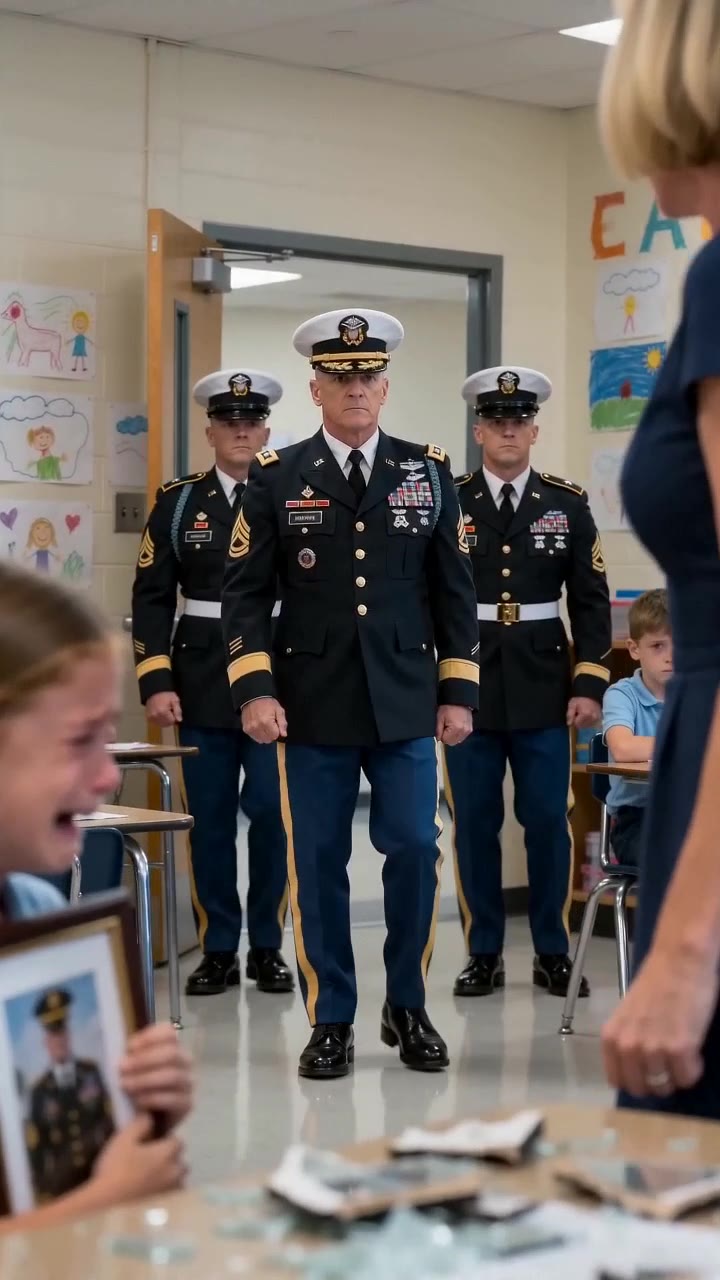 Teacher Smashes Crying Girl's Military Photo, Unaware The Hero Is Standing Behind Her