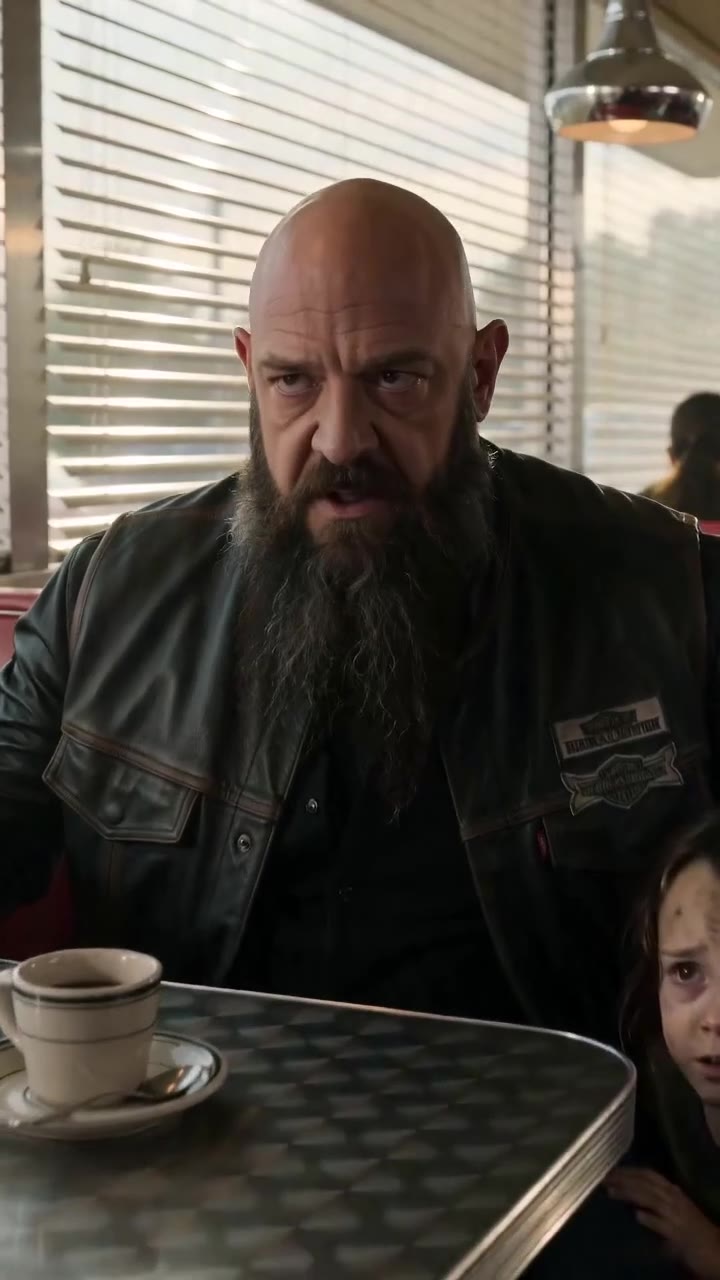 A Tough Biker Risks Everything to Protect a Terrified Girl in a Diner