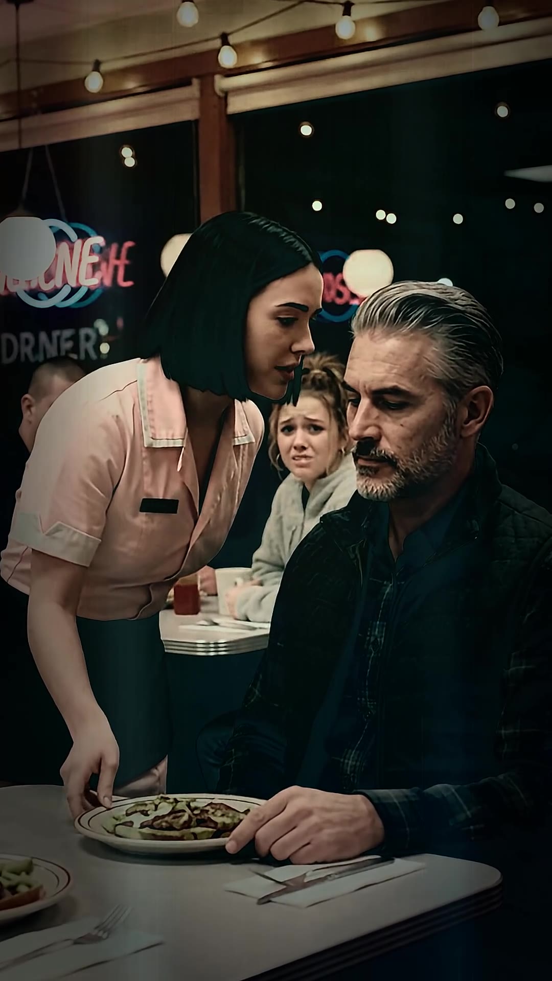 The Waitress Saw the Terrified Girl in the Diner — Then the Stranger Whispered a Warning That Changed Everything